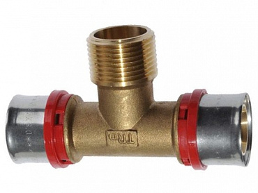 пресс тройник 20*3/4"*20 с нар.резьбой красн.кольцо TRm 02413