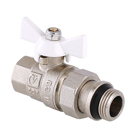 VT.227 Кран шар. BASE с полусгоном 3/4" вн.-нар. с доп. упл. (белая рукоятка)