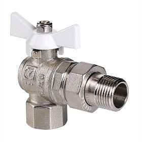 VT.228 Кран шаровой угл.со сг. вн.-нар.  1/2" VT Base(белая ручка)